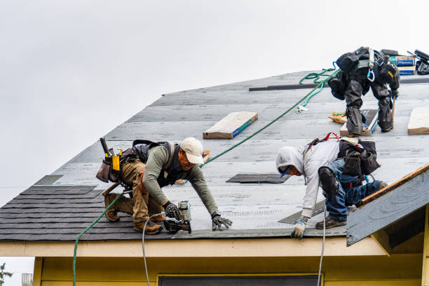 Professional Gutter Installation technician working in Crescent City, CA